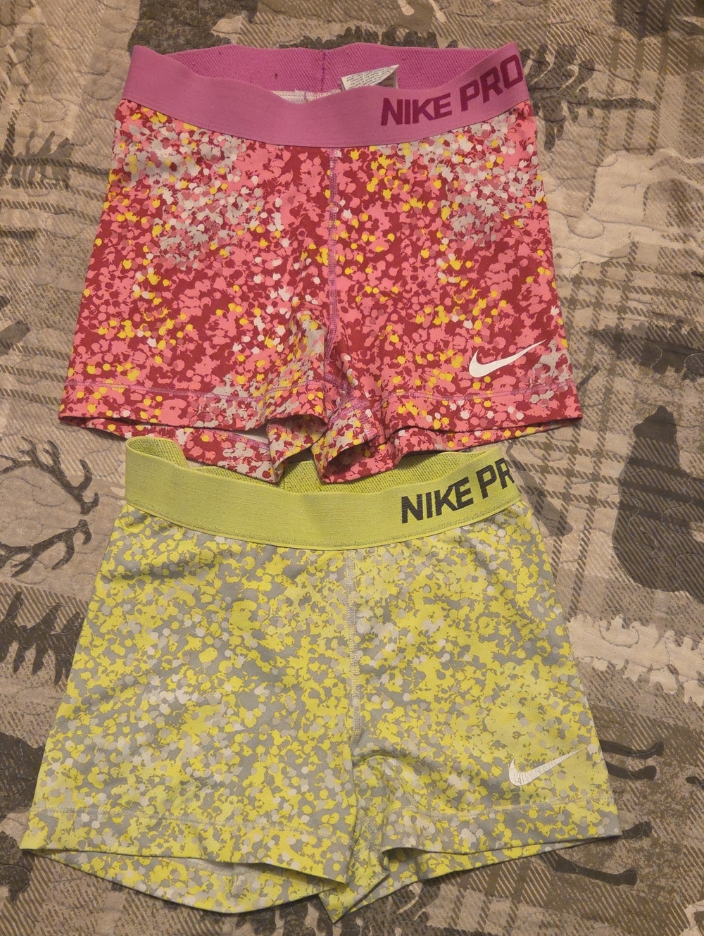 Nike Pro Shorts - Pink & Yellow Confetti Print (2)